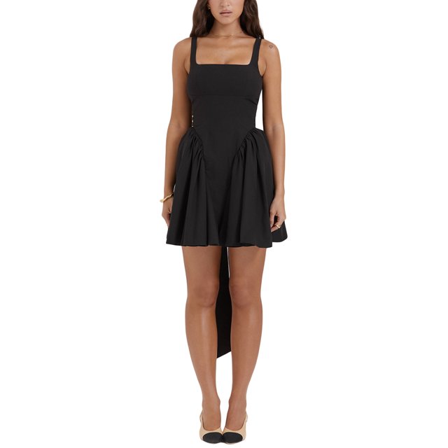 ZAXARRA Robe Plissée Sans Manches pour Femmes Couleur Unie Bandage Dos Nu Robe de Soirée Ligne A pour Cocktail Plage Club Mode Urbaine