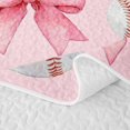 thumbnail image 5 of spefrowx Kawaii Baseball Print Quilt King for Girls, Pink Princess Bowknot King Coverlet Set, 3pcs, 5 of 7