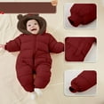 thumbnail image 5 of ATOGUTA Boys Girls Fleece Jumpsuit Winter Clothes Suit Hooded Jumpsuit Romper Bear Outfit Infant Warm Coat Outwear Overcoat Size 6M-3T, Red, 5 of 5