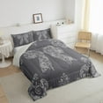 thumbnail image 3 of Castle Fairy Grey Floral Bowknot Bedding Comforter Set 2pcs for Children Teens Adults,Boho Chic Floral Damask Twin Comforter Sets Microfiber,Boho Flower Vintage Aesthetic Breathable Bedding Set, 3 of 8