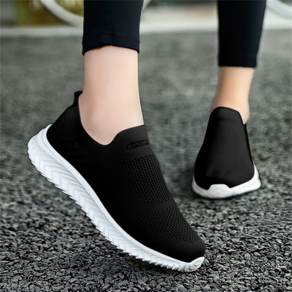 CAICJ98 Non Slip Shoes for Women Women's Play Fashion Sneaker White Color Washed and Leopard Canvas Slip on Shoes,Black