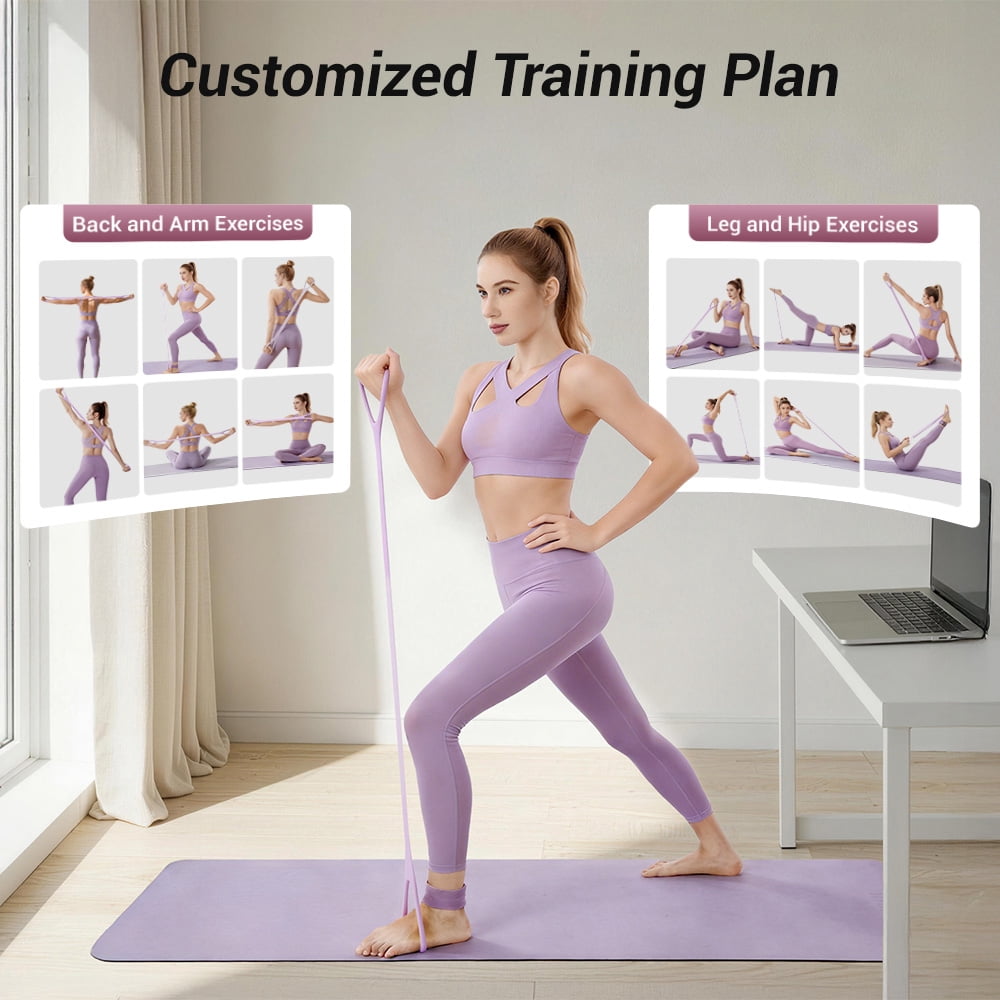 CURSOR FITNESS Seamless 8-Shape Silicone Resistance Bands with Dual-Strand & Massage Handles – Full Body Workout for Home