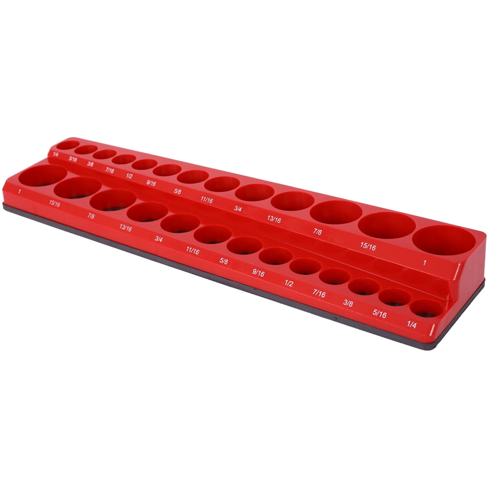 3 Piece Magnetic Socket Organizer Set, 1/2", 1/4" and 3/8" Socket Holder Kit, Attaches to Steel Box / Tool