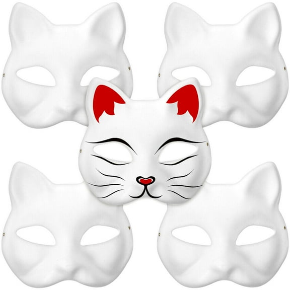 5 Pcs Cat Face Mask Therian Ordinary Animal Men Women