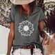 thumbnail image 2 of Moda Mujer Causal Daisy Cuello redondo Blusa estampada Camiseta de manga corta Tops de verano Pompotops  hkajfhjk461246, 2 of 6