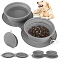thumbnail image 2 of Cuencos para perros, comedero de viaje plegable de silicona para mascotas, a prueba de asfixia y escupitajos, 2 cuencos combinados para comida para perros y gatos, 2 of 5
