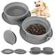 thumbnail image 2 of Cuencos para perros, comedero de viaje plegable de silicona para mascotas, a prueba de asfixia y escupitajos, 2 cuencos combinados para comida para perros y gatos, 2 of 5