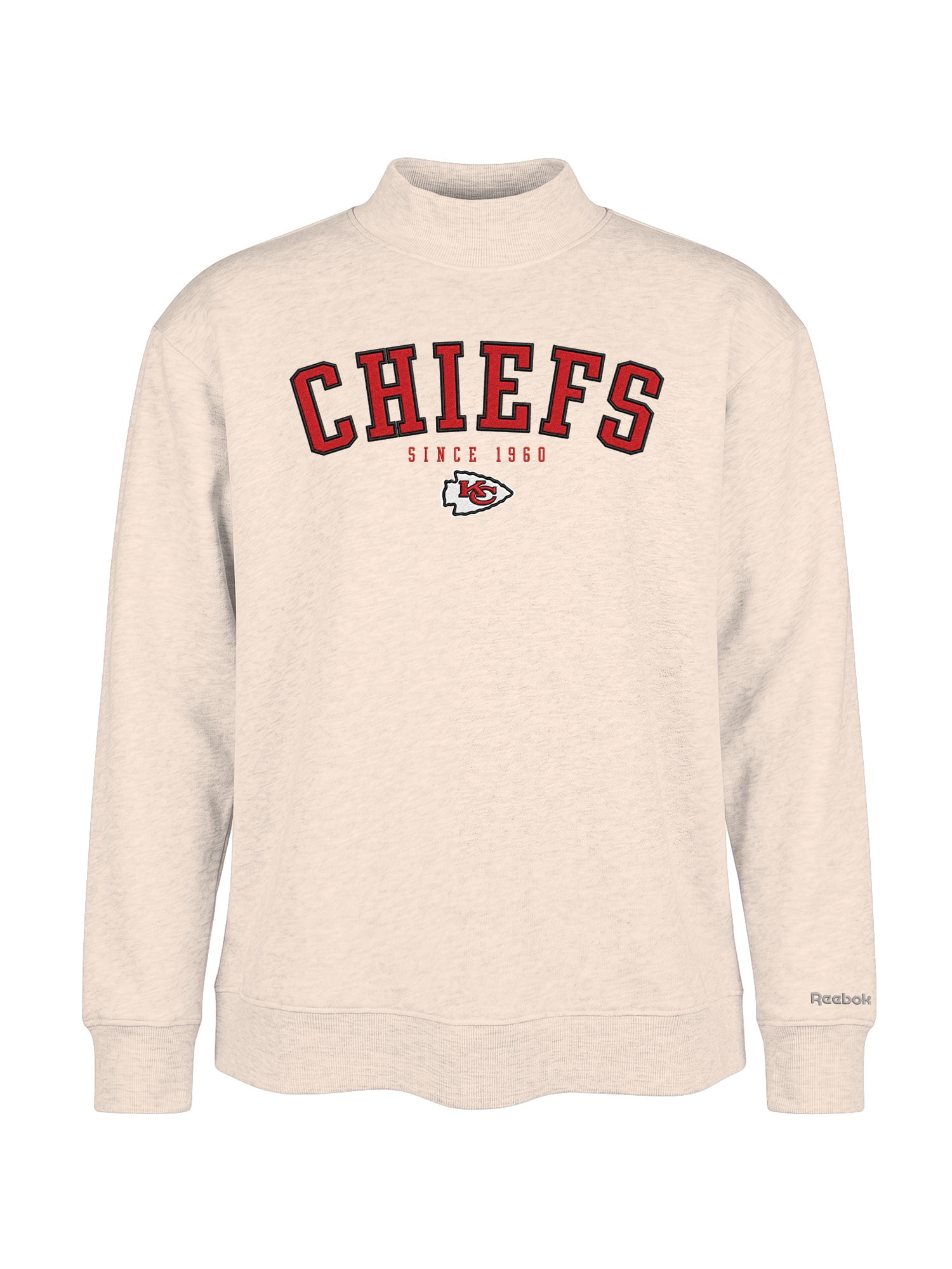 Kansas City Chiefs Reebok Womens Oat Mock Neck Oversized Tunic Sweatshirt