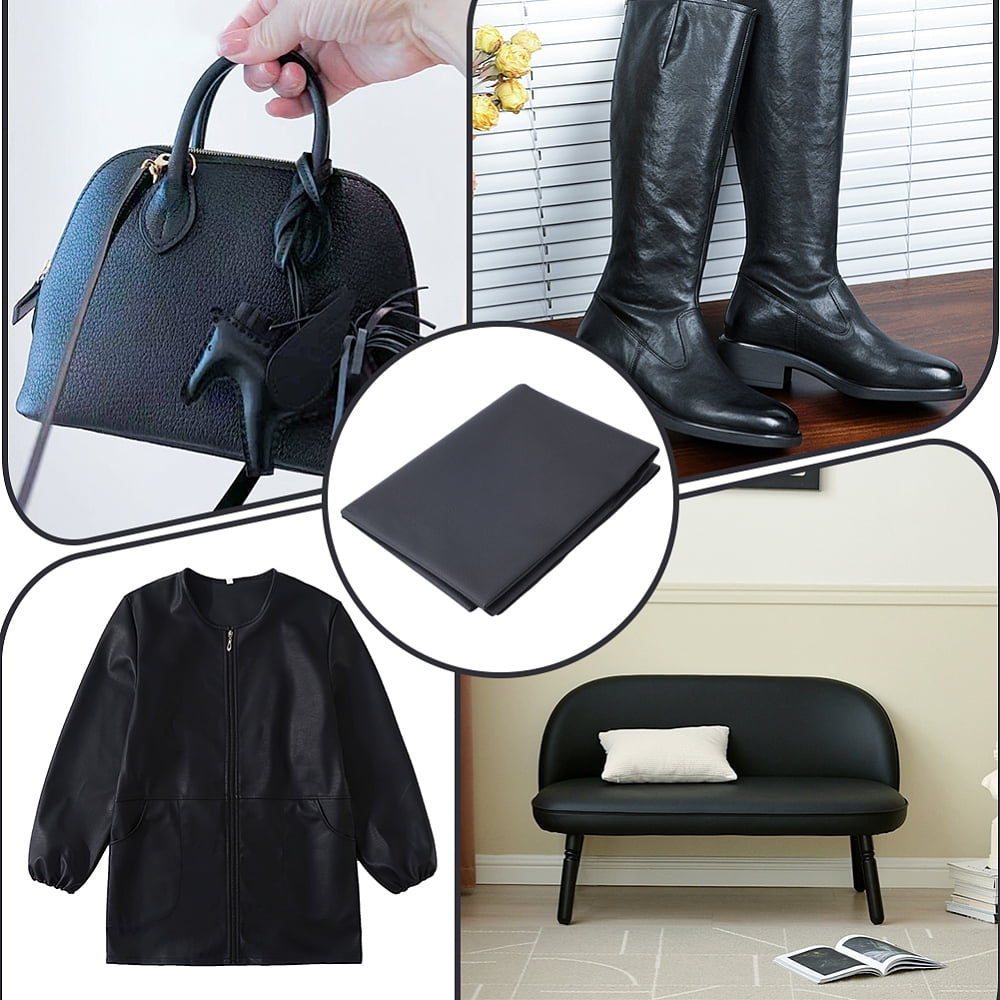 1 Yard Lichee Pattern PVC Leather Fabric for DIY Bag Clothing Accessories Black 1400x1mm