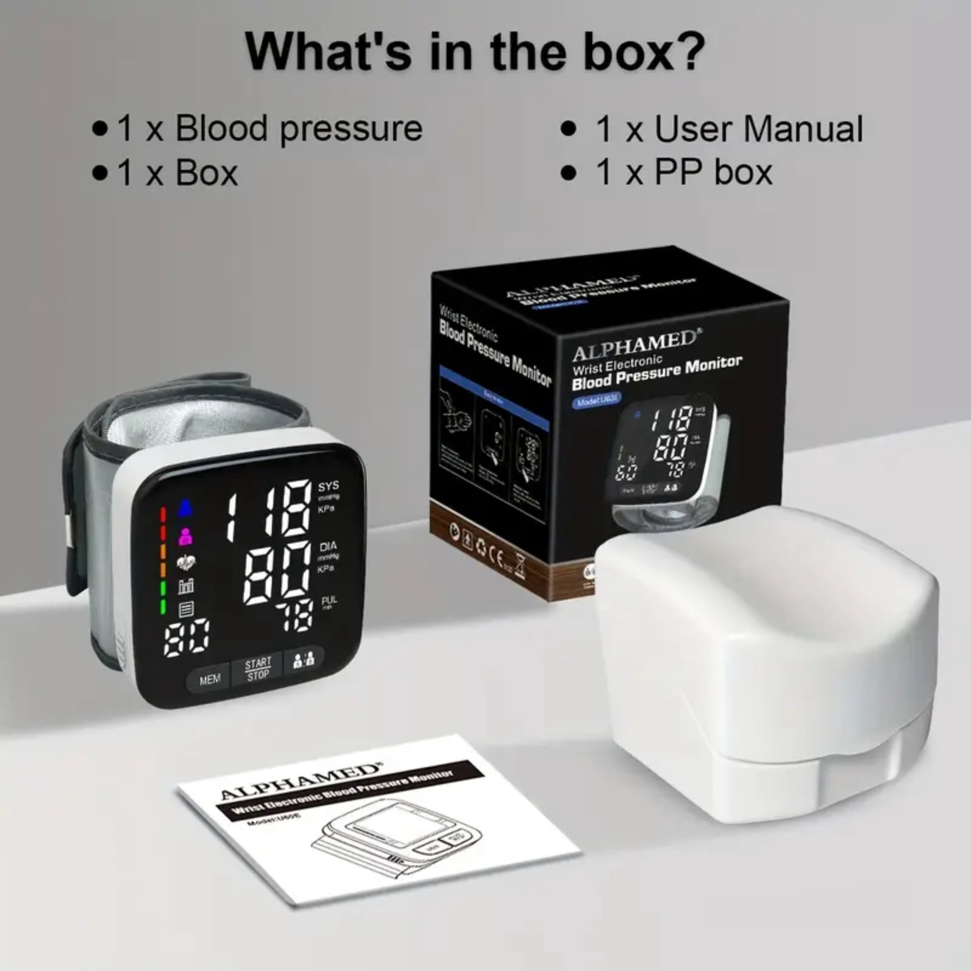 Wrist Blood Pressure Monitor, 5.3-8.4 Inch Large Backlit Display, Detachable Adult Cuff, Arrhythmia Detection, 2x90 Memory Readings, Battery-Powered (Battery Not Included), Health Monitoring Device |