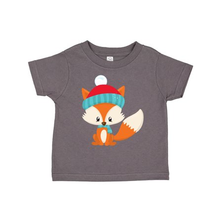 

Inktastic Cute Fox Fox With Hat And Scarf Orange Fox Gift Toddler Boy or Toddler Girl T-Shirt