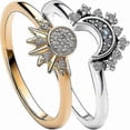 thumbnail image 1 of Pair Of Celestial Sun And Moon Ring Set, Friendship Promise Matching Rings, Anniversary Birthday Gifts For Women Girls, 1 of 4