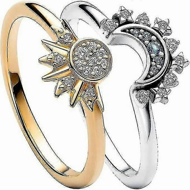 Pair Of Celestial Sun And Moon Ring Set, Friendship Promise Matching Rings, Anniversary Birthday Gifts For Women Girls
