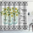 thumbnail image 3 of White Daisy Shower Curtain, Positive Inspirational Quotes Shower Curtain, Country Floral Vase Green Leaves Plant Rustic Farmhouse Bathroom Decor, Waterproof Fabric Shower Curtain, 72 X 72 Inch, 3 of 5