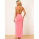 thumbnail image 4 of Vestido largo cruzado de algodón sin espalda Allegra K tiras de espagueti para la playa Rosa S, 4 of 6