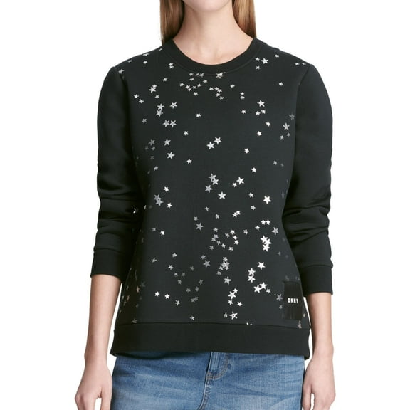 DKNY Womens Everywhere Star Sweatshirt, Black, X-Small