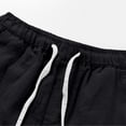 thumbnail image 7 of Domuza Mens Cotton Linen Shorts Summer Casual Classic Drawstring Elastic Waist Shorts with Pocket Black XL, 7 of 7