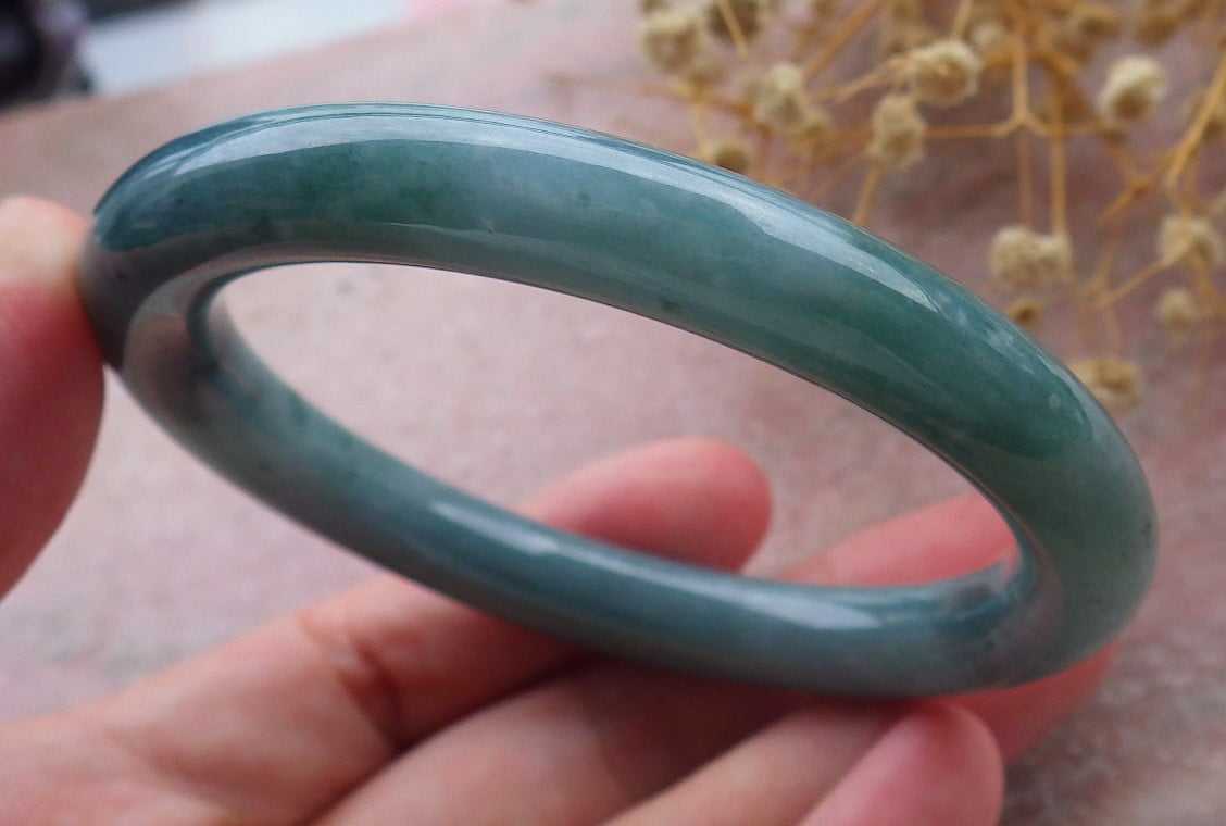 Icy Green Natural A JADE Jadeite Circle Bangle Bracelet 55 mm 680131 TN