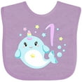 thumbnail image 3 of Inktastic Happy 1st Birthday with Cute Narwhal Stars and Bubbles Boys or Girls Baby Bib, 3 of 4