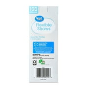 Great Value Plastic Disposable Flexible Straws, Multi-Color, 100 Count
