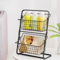 thumbnail image 5 of Iron Storage Shelf Rack, for Kitchen Seasoning Organizer Fruit Holder, Double Layer Storage Basket for Bathroom, 5 of 5