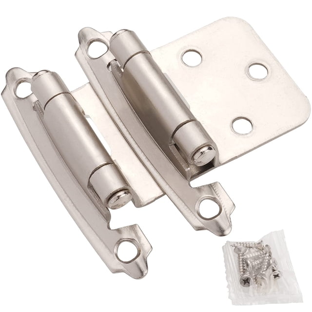 Bisagras para gabinete DecoBasics de níquel cepillado con cierre automático, 1/2"