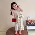 thumbnail image 5 of Amidoa Girls Summer 2 Piece Outfits Cotton Cute Sleeveless Tops Tops and Casual Pants Kids Clothing Set Blue Size Blue Size 12-18 Months, 5 of 5