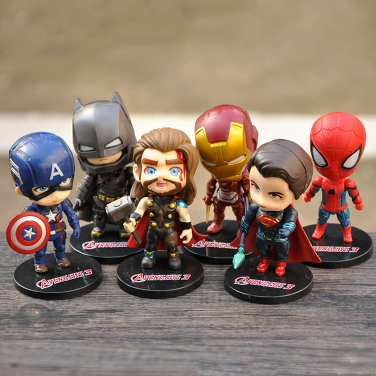 Wanwan 6Pcs Mini Cartoon Avengers Spiderman Captain America Doll