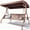 Brown, variant on zzw 3-Seat Steel Porch Swing with Adjustable Canopy and Cup Holders, White