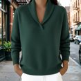 thumbnail image 2 of XIAONU Solid Shawl Collar Ribbed Knit Sweater For Women Loose Long Sleeve Daily Pullover Shirts, 2 of 5