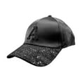 thumbnail image 2 of harmtty Women Hat Shiny Rhinestone Sun Protection Adjustable Stable Brim Ponytail Hole Peaked Hat Headwear,Black, 2 of 8
