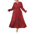 thumbnail image 2 of Women V Neck Short Sleeve Tied Elegant Casual Daily Dress Red XL, 2 of 9
