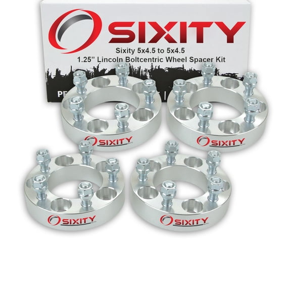 Sixity Auto 4 pc 1.25" 5x4.5 Wheel Spacers compatible with Lincoln Aviator Continental III Mark VII Town Car 1/2-20tpi 1.25in Studs Lugs