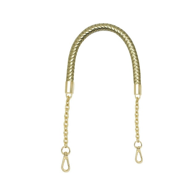 WORGEOUS Thicken PU cuero asas de bolso correa de cadena de metal hebilla de repuesto correa de banda para mujer bolso de señora DIY (dorado)