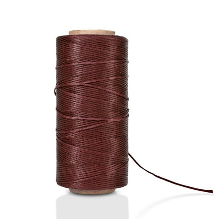 Wax Cord Leather Flat Waxed Thread (Coffee) - 284Yard 1mm 150D Wax String Cord Sewing Craft Tool Portable for DIY Handicraft Leather Products Beading Hand Stitching ()