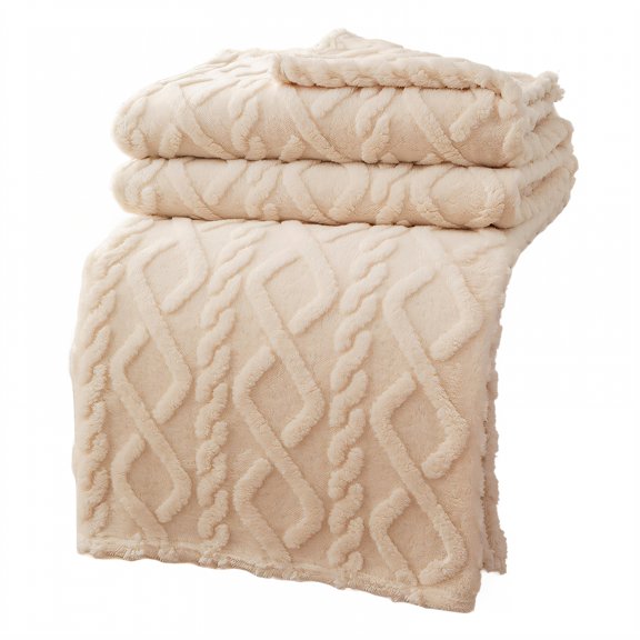 AUQ Throw Blanket,Silken Warm Bed Blanket,Soft Touch Throw Bed Blankets,Beige,150*200cm