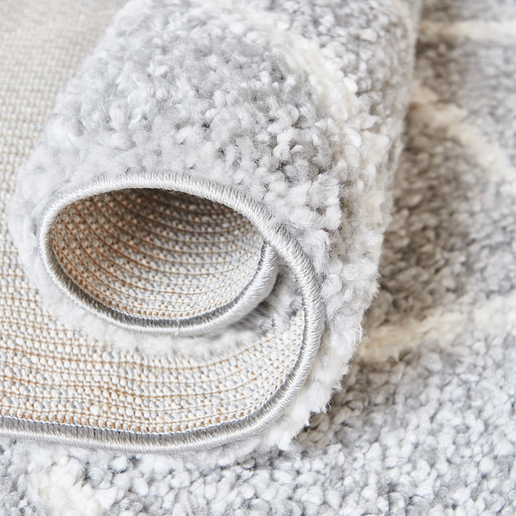 BELLEZE Parma Diamond Trellis Area Rug Cozy Soft Plush Shag Rug, 5x8 Feet, Light Gray