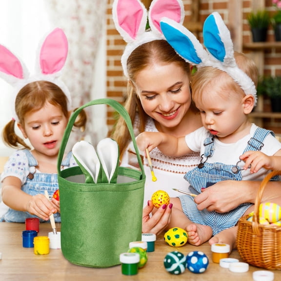 Spring Clearance! YZEGDCH Easter Bunny Baskets Large Easter Bags Reusable Easter Decor for Party Favors, Gift Wrapping, Easter Basket Container