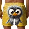 thumbnail image 5 of BRGZLK Mens Beach Shorts Summer Drawstring Waist Funny Big Eyed Bird Expression Print Summer Swim Trunks Novelty Beachwear Vacation Shorts with Pockets, 5 of 6