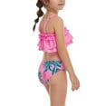 thumbnail image 4 of Fesfesfes Girls Summer Swimsuits Casual Cute Floral Print Double Ruffle Sling Swimwear Beach Swimsuits Split Two-Piece Bikini Sets, 4 of 7