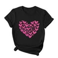 thumbnail image 4 of VALMASS Women Valentine's Day Shirts Short Sleeve Crewneck Heart Graphic T-Shirts Casual Pullover Tunic Tops (2XL, A Black), 4 of 5