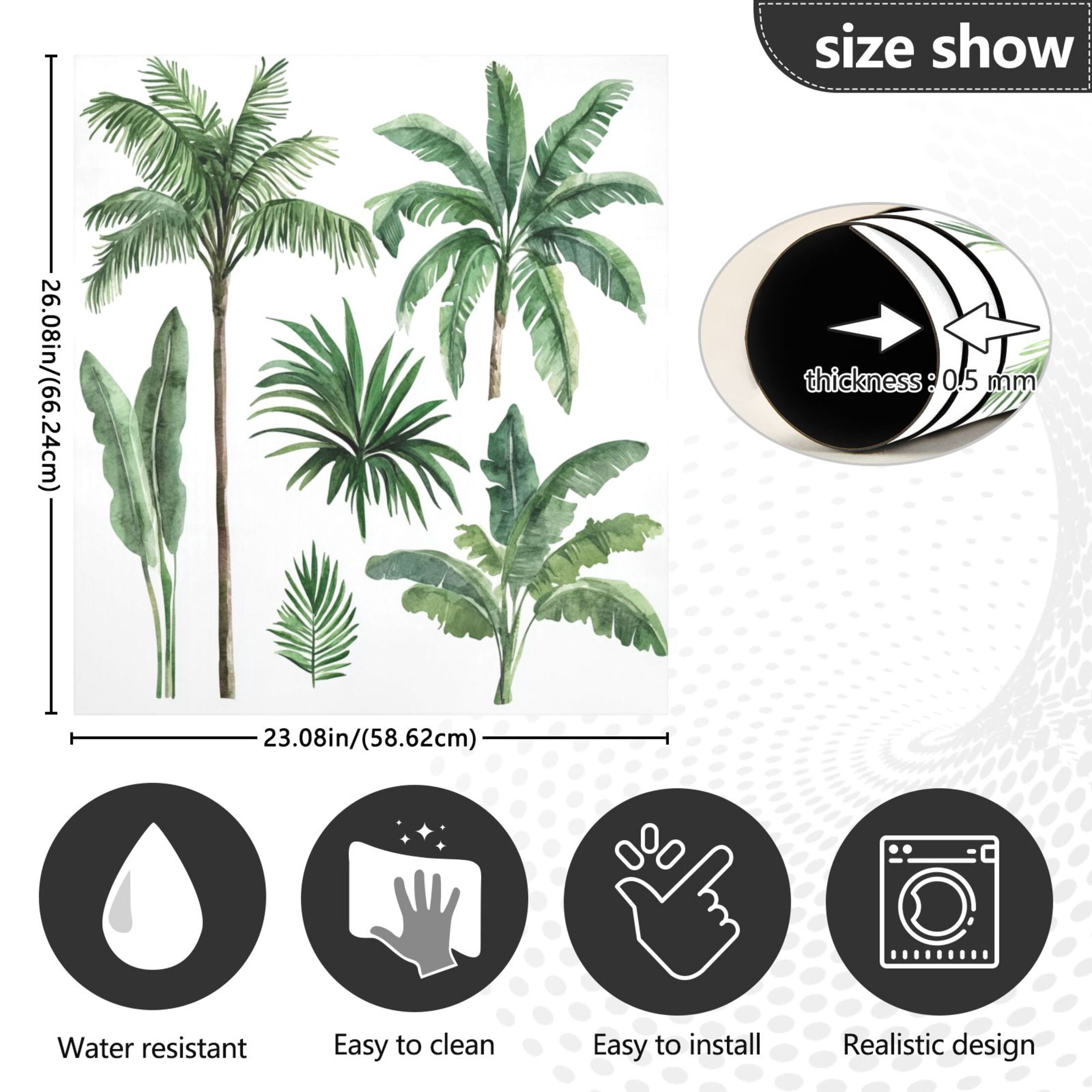 Dishwasher Magnetic Sticker 23x26 Inch Refrigerator Magnetic Sticker Washing Machine Magnetic Sticker Kitchen Panel Magnetic Sticker Home Decor Green Palm Trees