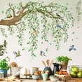 thumbnail image 3 of Large Hanging Vine Wall Decals, Tree Branch Green Leaf Flower Birds Stickers, High Coverage Wall Decorations for Living Room TV Background Bedroom, 3 of 6