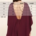 thumbnail image 3 of Vestido de color sólido con falda de cadera y bolso con manga de murciélago y cuello redondo sin espalda （clarete）,M, 3 of 6