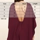 thumbnail image 3 of Vestido de color sólido con falda de cadera y bolso con manga de murciélago y cuello redondo sin espalda （clarete）,M, 3 of 6