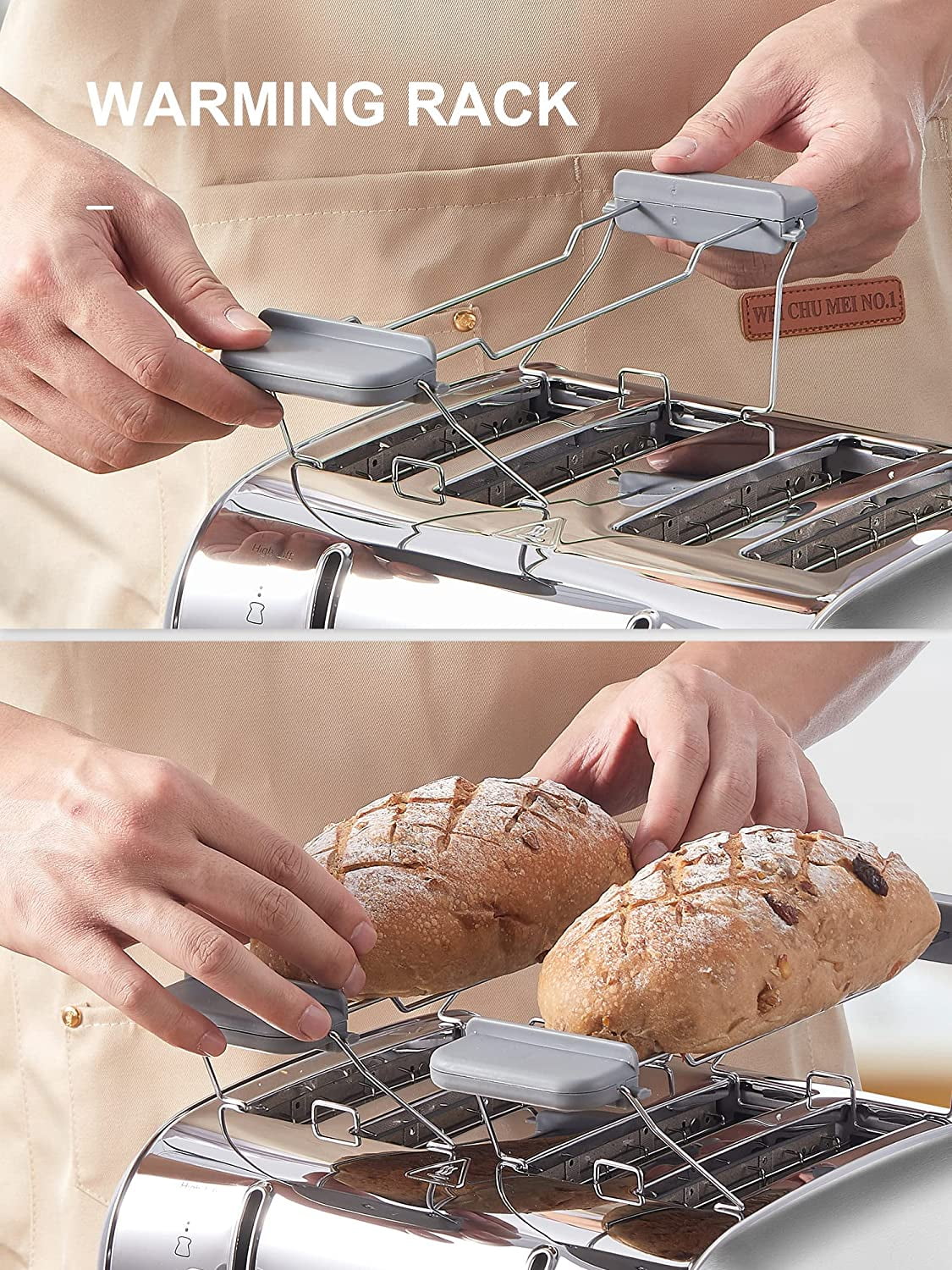 Yabano Toaster 4 Slice, Extra Wide Slots, Stainless Steel with High Lift Lever