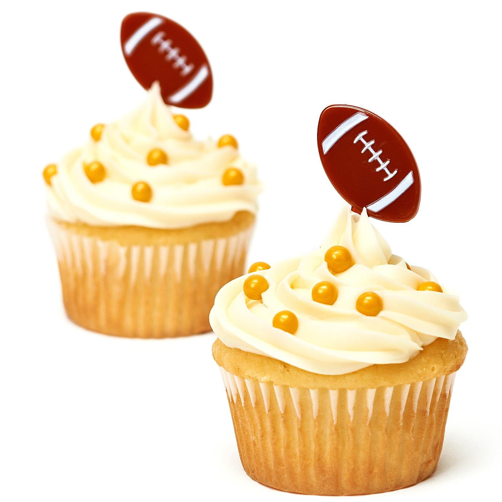 Football Party Food Cupcakes Reusable Plastic 3' Appetizer Picks, Brown, 36 CT
