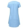 thumbnail image 3 of CHOK Robes en Coton et Lin pour Femmes Manches Courtes Décontractées Été Col en V Coupe Ample Robe Midi Douce, 3 of 4