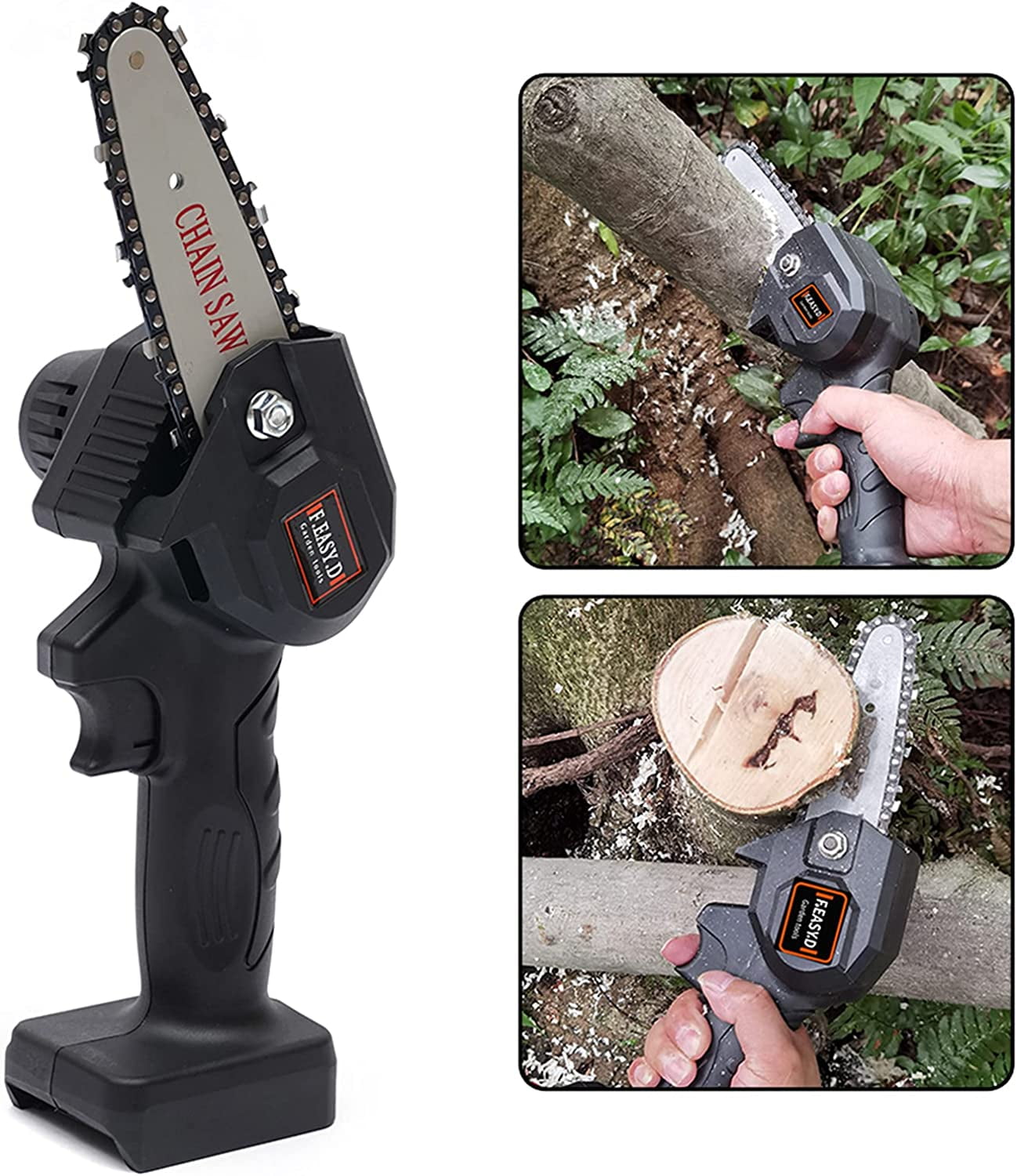 Mon Portable 4” 24V Battery Powered Chainsaw, Adjustable Speed, Lightweight