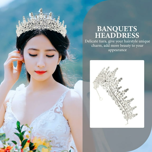 DEEPCRAFF Tiaras Headpieces Rhinestone Tiara Zinc Alloy Shiny Crown for Women Weddings 1Set